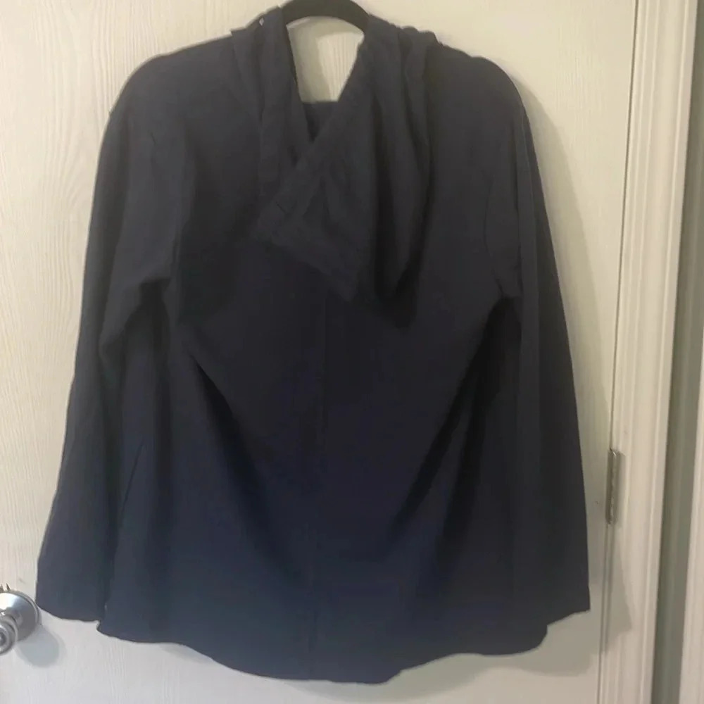 đ°Eddie Bauer navy sweater cardigan with pockets and hood oversized size small - Picture 6 of 8